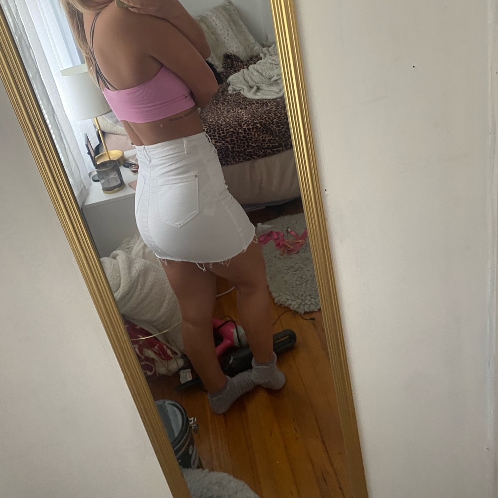 White mini skirt